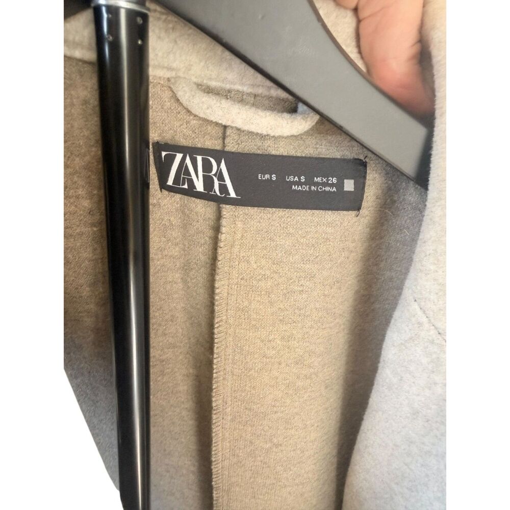 ZARA Soft Beige Double Breasted Sleeveless Long Waistcoat Vest Coat Small - Picture 3 of 8